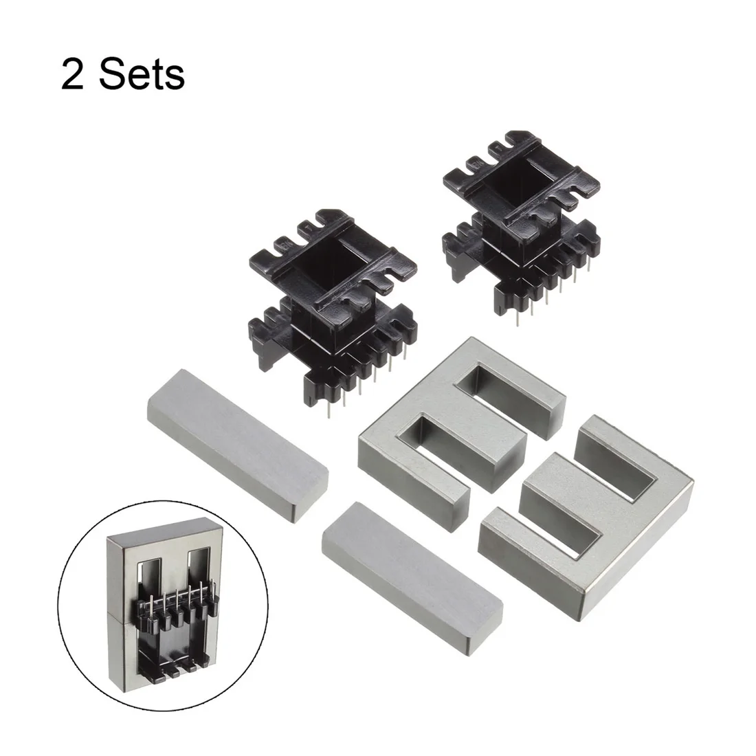 2 Sets EI40 6 with 6pin Transformer Bobbin PC40 Ferrite Core