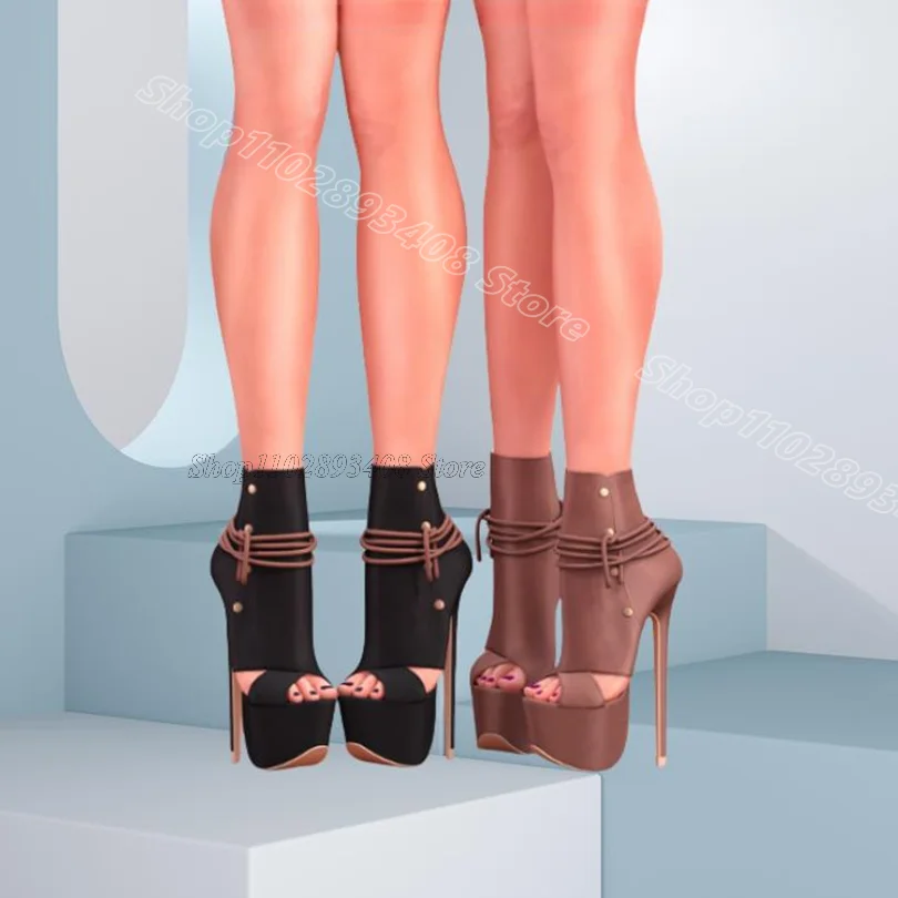 

Cross Band Peep Toe Sandal Boots Platform Summer New Fashion British Style Casual Women Sandal Boots 2025 Zapatos Para Mujere