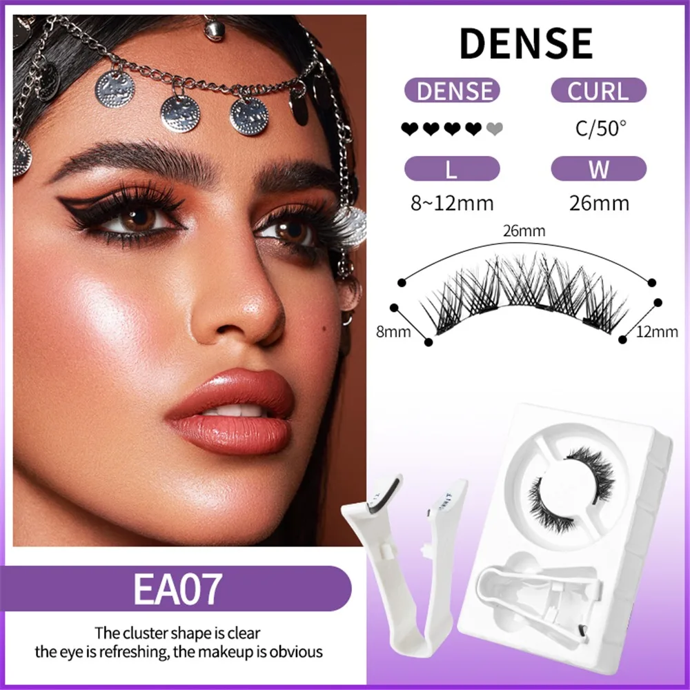 Kit de pestañas magnéticas sin necesidad de pegamento, pestañas magnéticas reutilizables y fáciles de usar con aplicador, extensiones de pestañas DIY de aspecto Natural