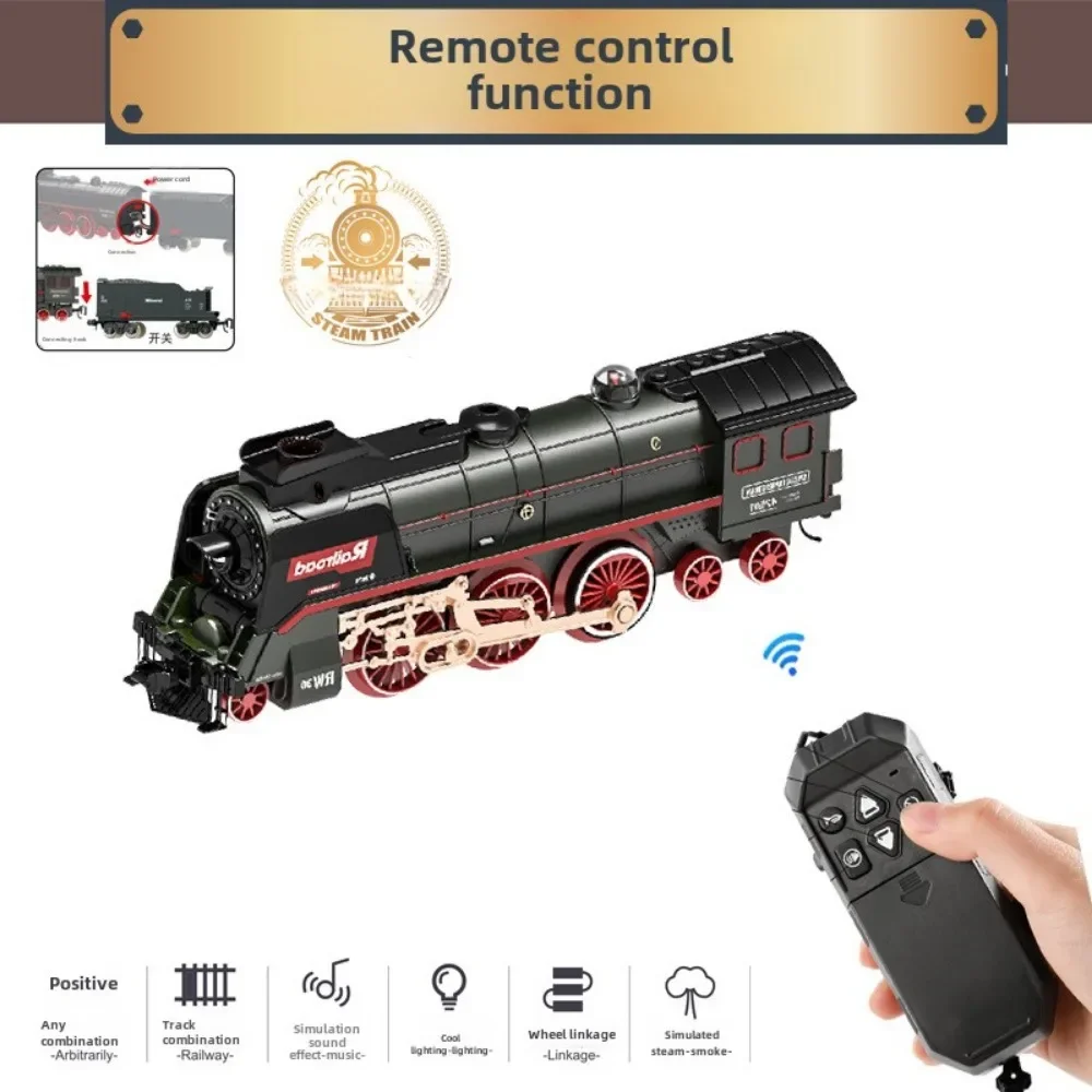 Classical Railway Locomotive Retro Steam Train Accessories Carriage Headstock Train Track Children's Toys for Boy