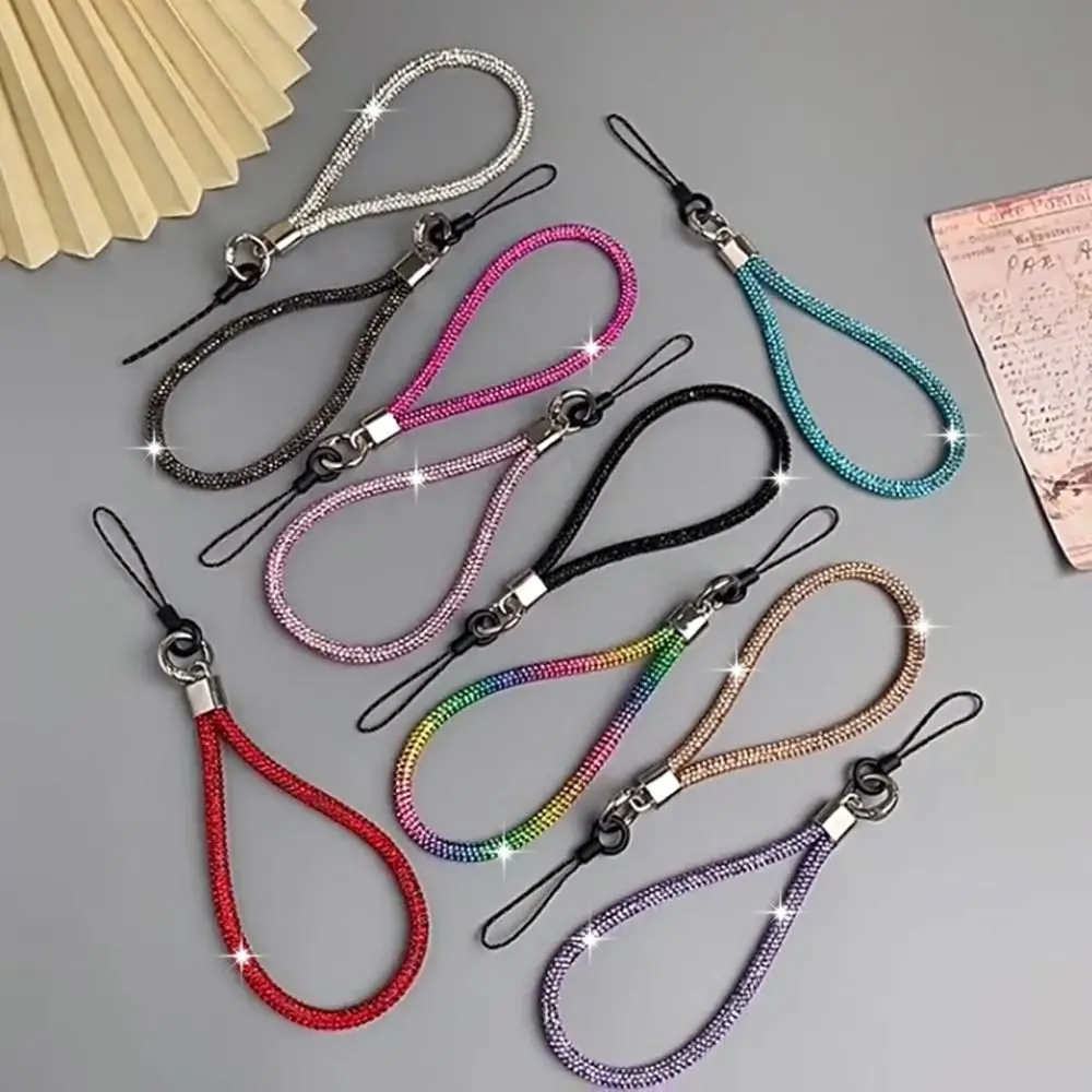 Luxury Glitter Flashy Rhinestone Phone Lanyard Diamond Crystal Phone Wrist Straps Keychain Hanging Anti-lost Rope