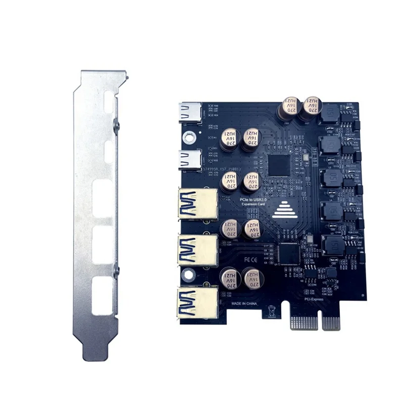 

Type C USB 3.2 Gen1 5Gbps PCIE Card Hub PCI-E X1 To 2 Port TYPE-C + 3 Port USB-A Expansion Card USB Controller Riser Card