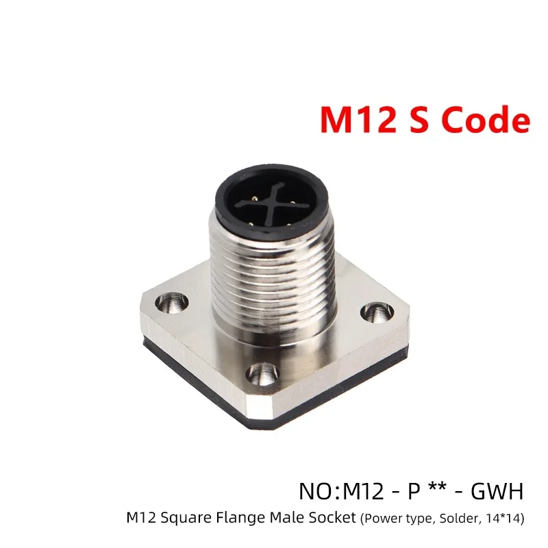 M12 Male Female Square S-Code 3P 4P Male Female Solder Welding Plug IP67 Waterproof Sensor Industrial Connector