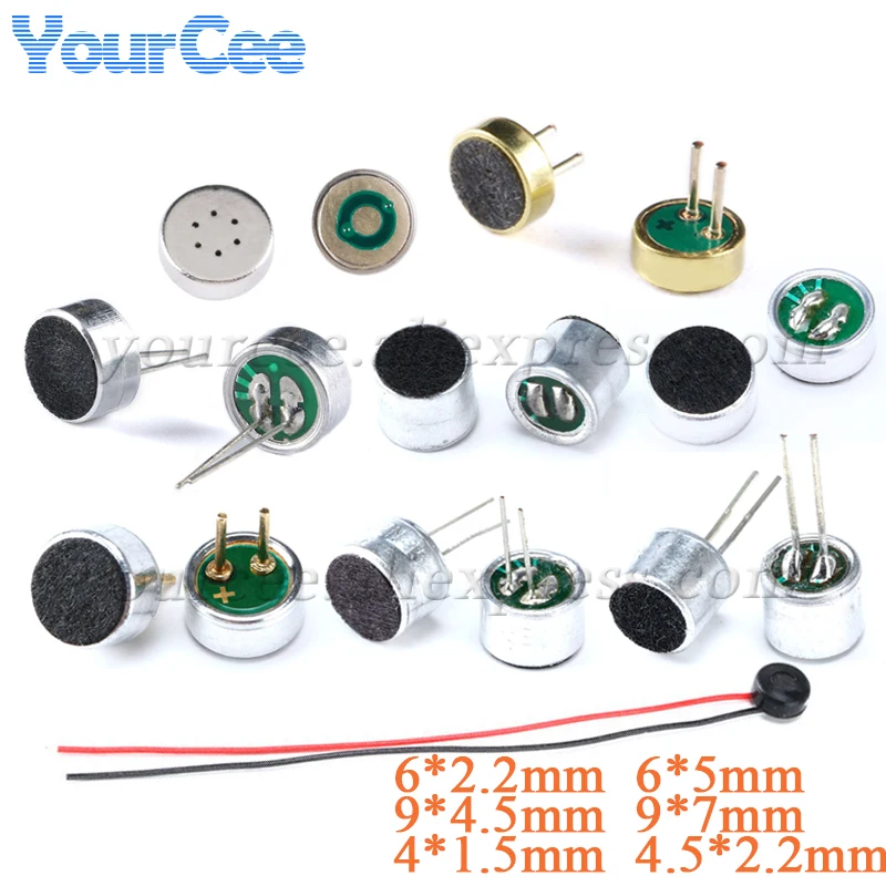 20pcs MIC Condenser Microphone Electret Microphone Pickup 6x5mm 9x7mm 4.5x2.2mm 6x2.2mm 6*5mm 9*7 4.5*2.2 6*2.2mm MP3 Accessori