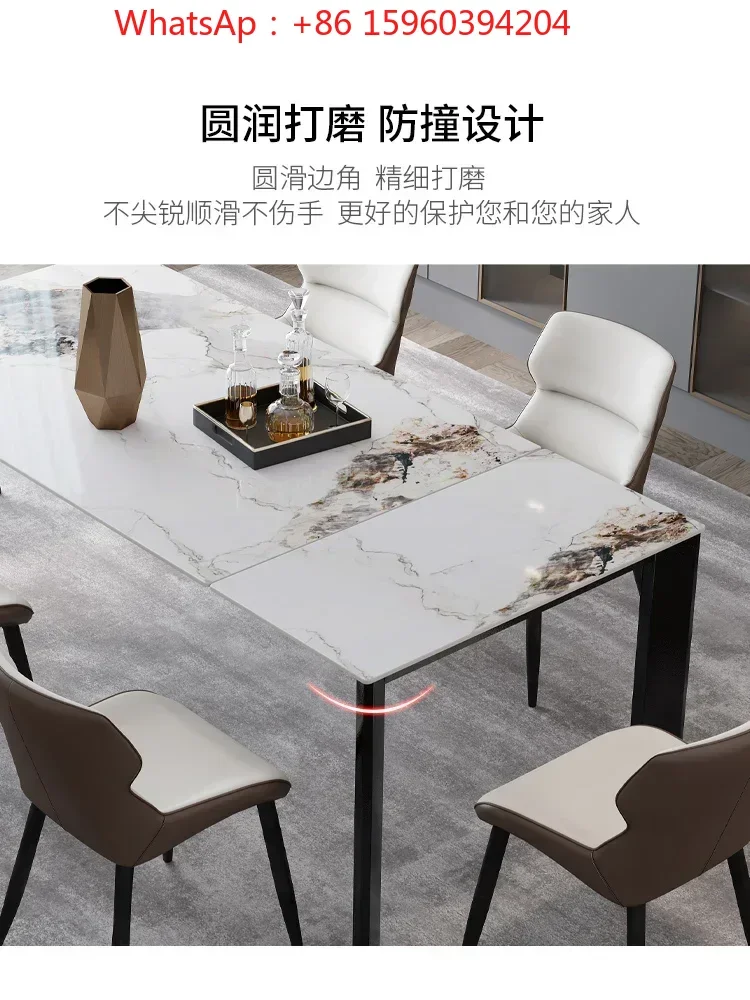 Italian Light Luxury Unilateral Stretch Rock Plate Dining Table Rectangular Table Small Unit Modern Simple Telescopic Dining