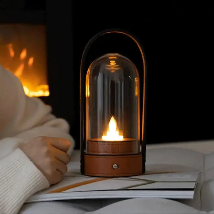 Wireless Rechargeable Portable Bedside Night Light Led Desktop Rechargeable Decorative Table Lamp Bedroom Ambiance Candle Light