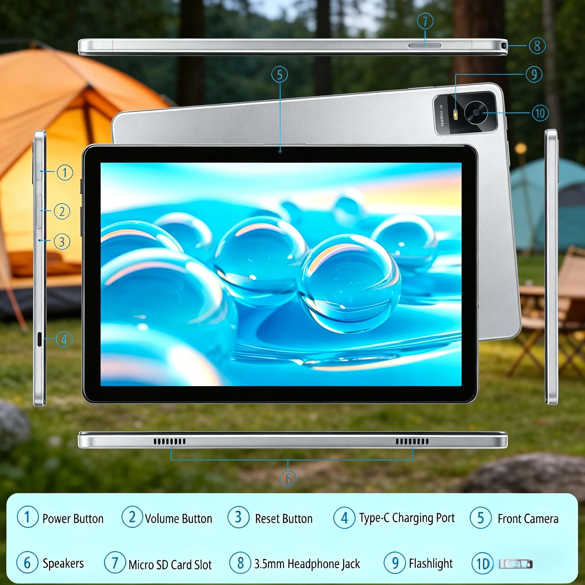 Paitanry Y40 10.1 inch Android 15 Tablet 12GB RAM 128GB ROM Octa Core Processor 6000mAh Dual Wifi Google Play Gaming Tablet PC