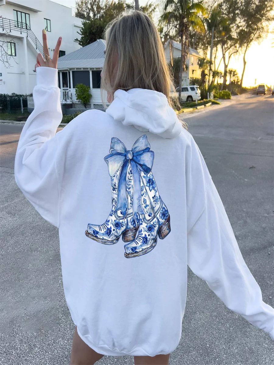 Women s Oversized Hoodie with Bow Detail and Graphic Print Long Sleeve Pullover Sweatshirt with Pocket Loose Fit Casual