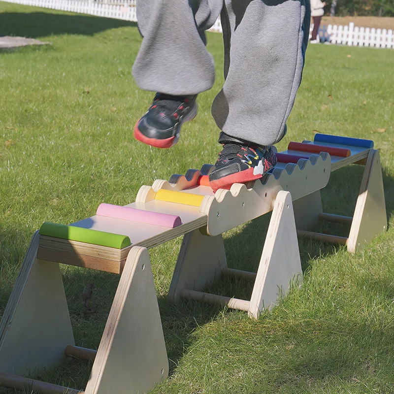 Kindergarten baby seesaw balance board wooden sensory integration training equipment color