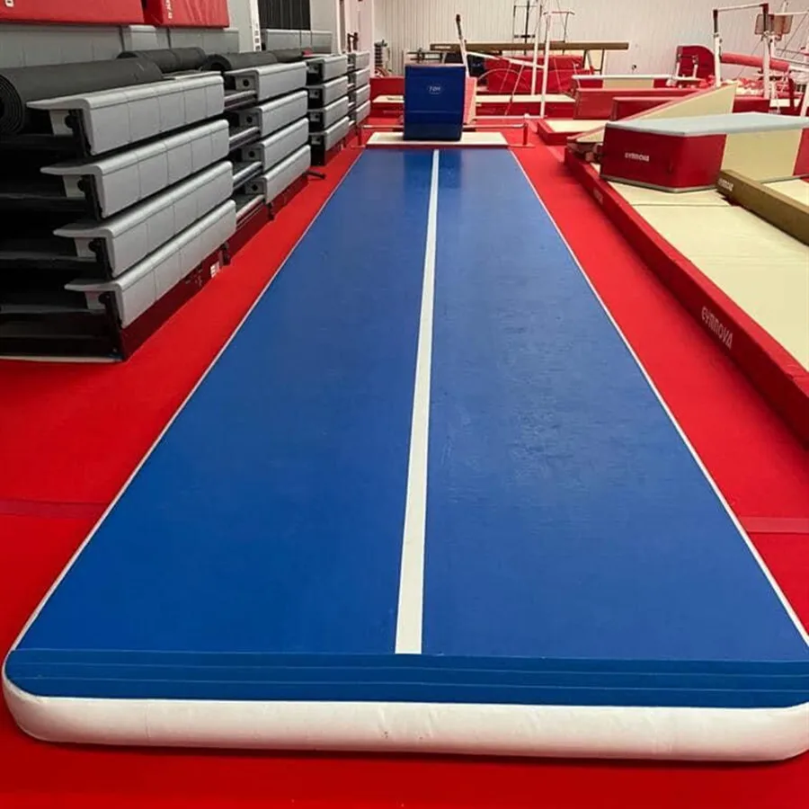 Pista de aire inflable, esteras de suelo inflables, estera de gimnasio de aire inflable, pista de caída inflable de 12x2x0,2 m, bomba gratis