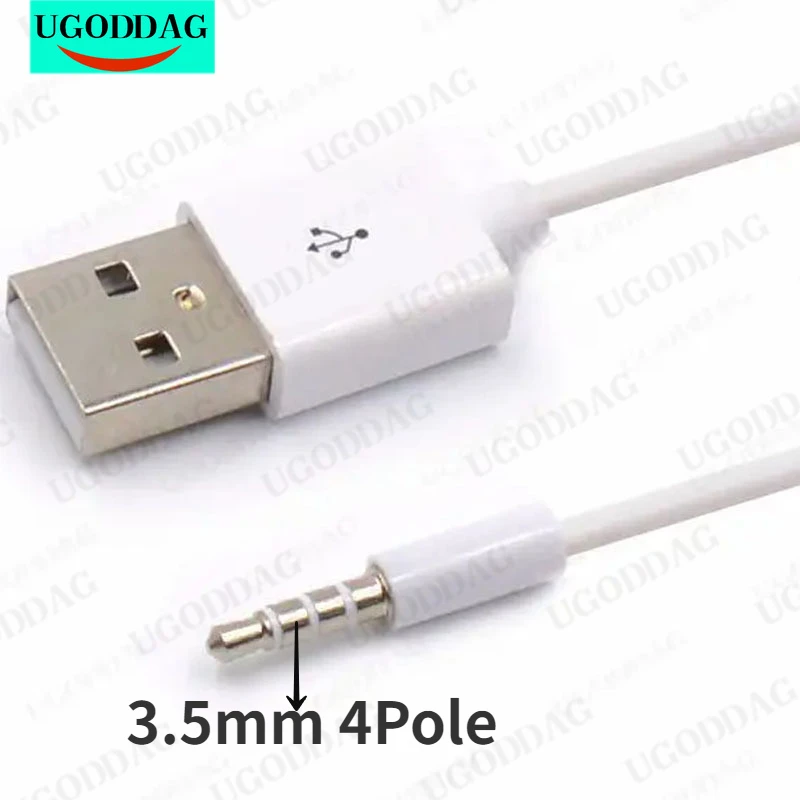 3.5mm złącze USB przeniesienia z roku 2.0, Adapter Audio kabel przewód z męskiego na męskie przewód AUX konwerter dla Apple iPod Shuffle 3rd 4th 5th