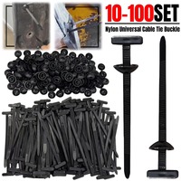 10-100Set Nylon Universal Cable Tie Buckle Heavy Duty Self-Locking Zip Ties with Pin and Button Car Fixing Cable Tie Fasteners