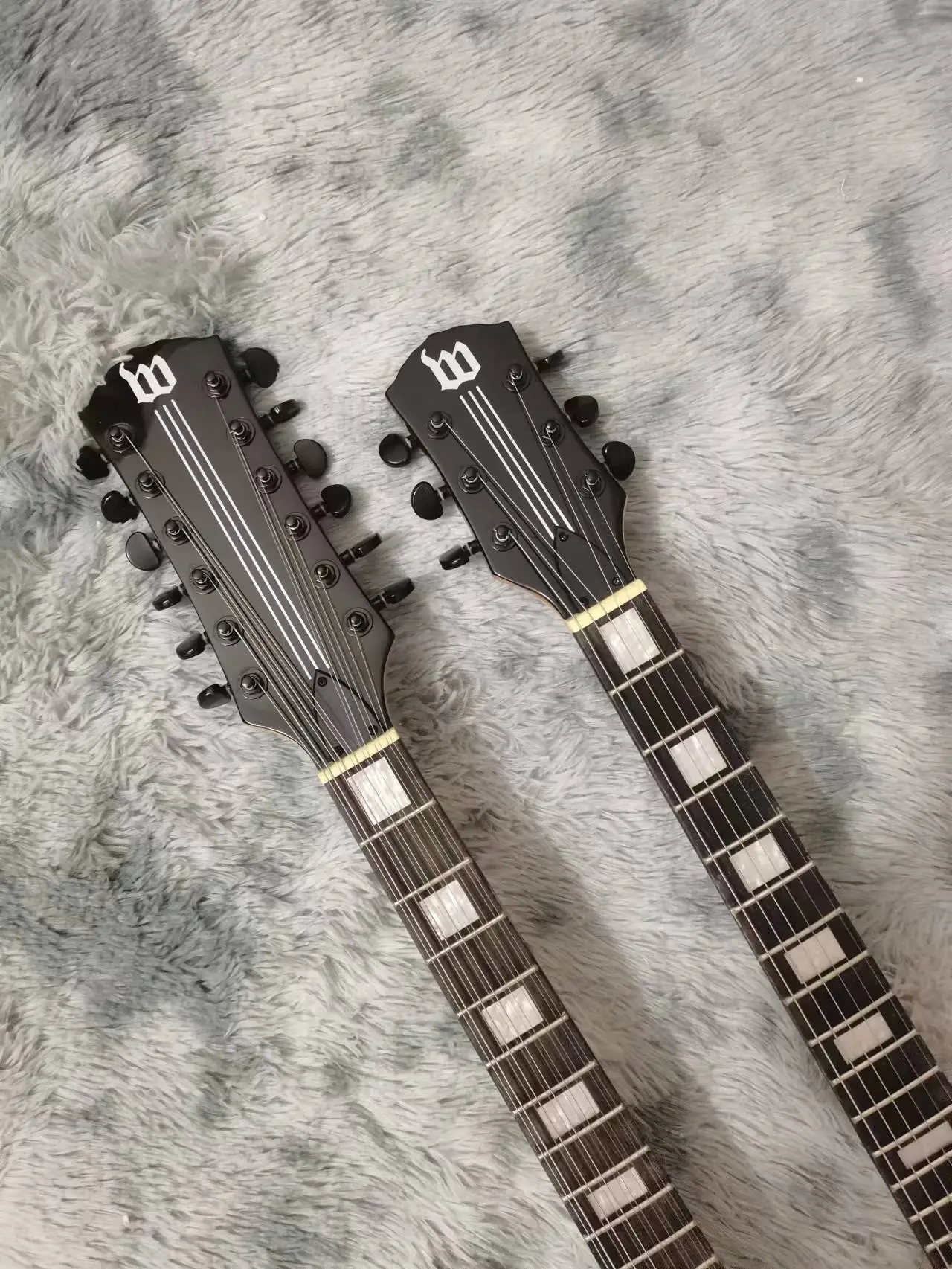 Free shipping, 12 string+6 string double neck electric guitar, Zack ring, black parts, customizable