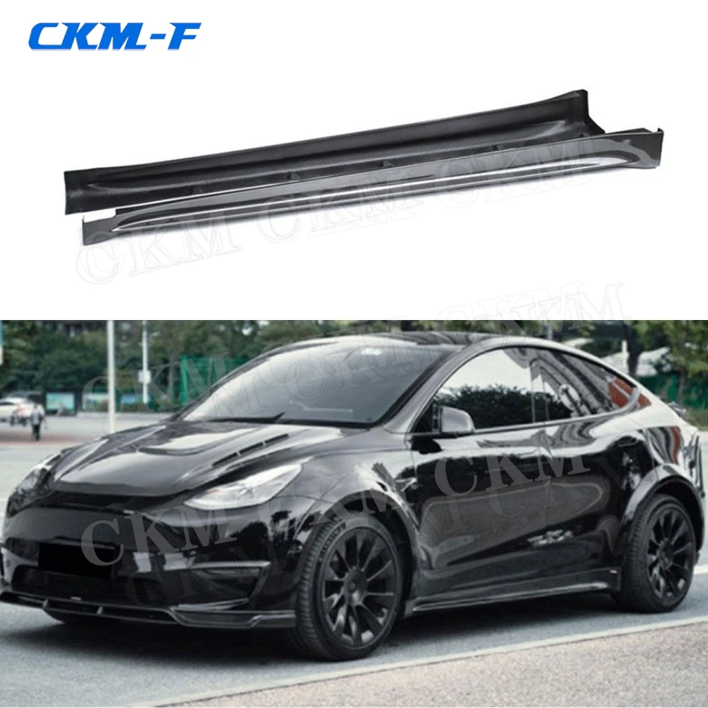 

Carbon Fiber Material Side Bumper Skirts Body Kits Covers Accessories For Tesla Model Y Auto Car Styling