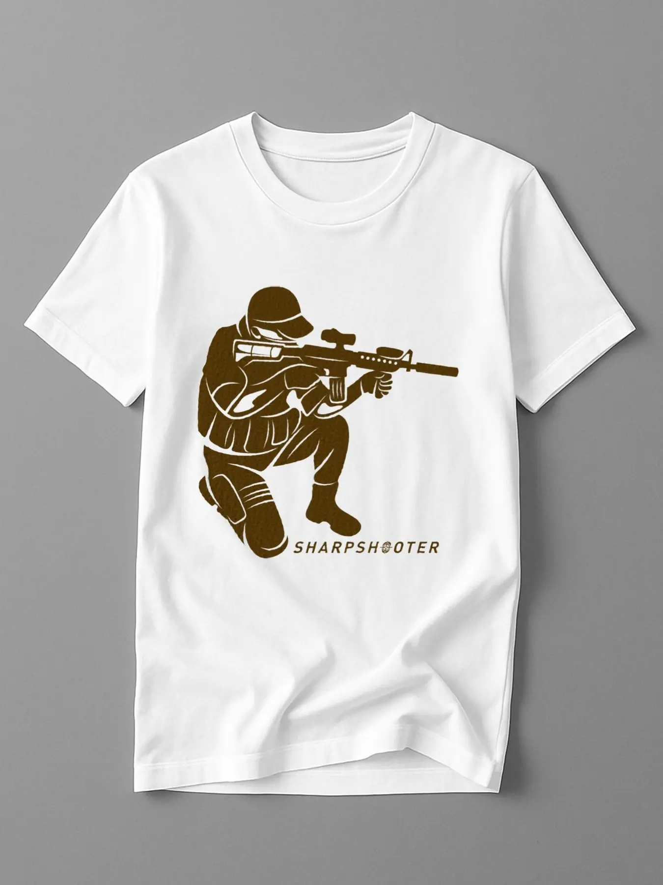 Sniper Rifle Soldier with Sling & Magazine Design T-Shirt 100% Cotton O-Neck Short Sleeve Summer Casual Mens T-shirt Streetwear