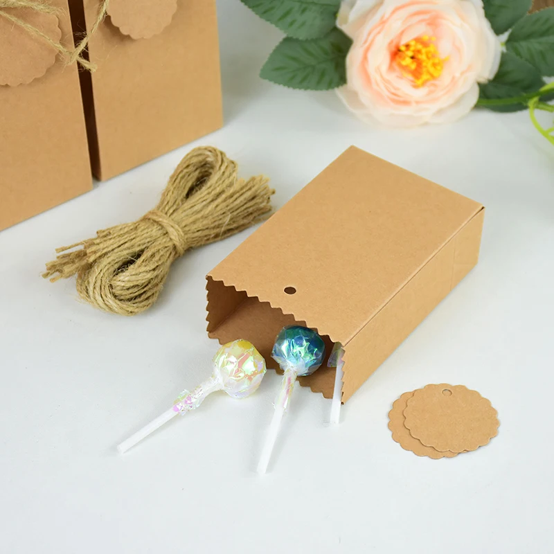 10/20/30pcs Kraft Paper Candy Bags With Tags Wedding Favors Gifts Packaging Bag Boxes For Kids Birthday Baby Shower Party Decor