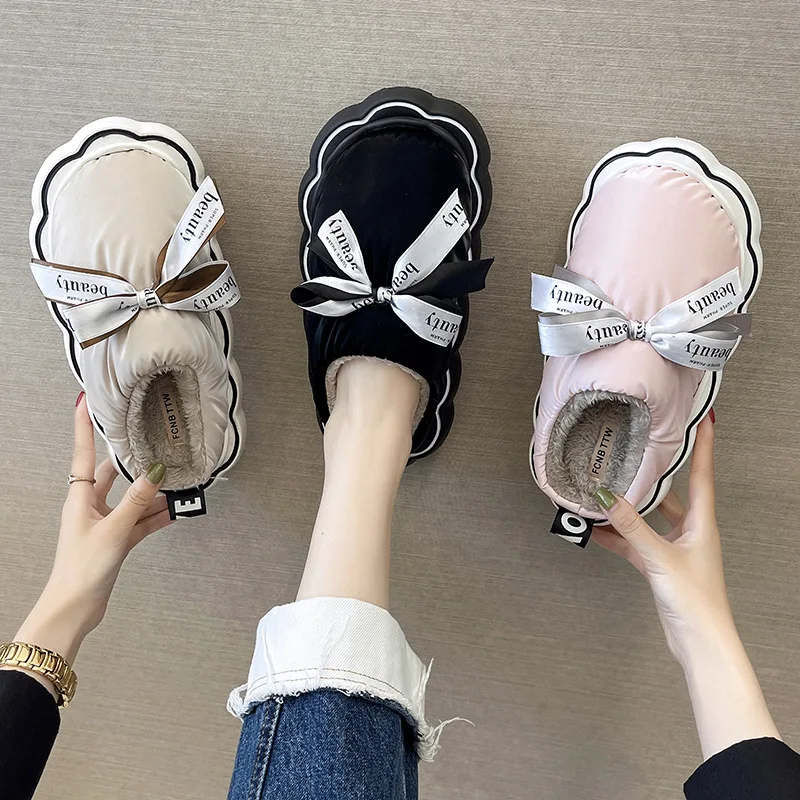 Women Winter Warm Slippers Plush Fur Non-Slip Cotton Dual Indoor Fur Outdoor Home Waterproof  Slippers Couples Shoes Wholesale