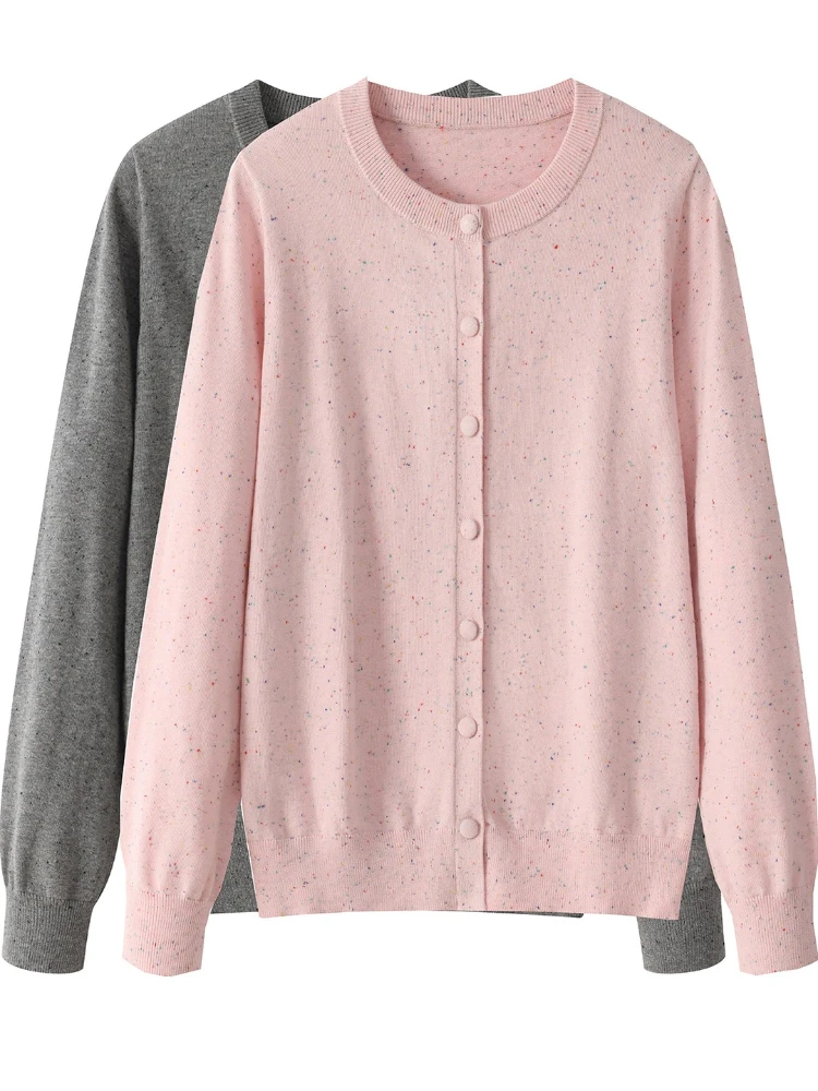 المرأة محبوك طويلة الأكمام اللون النقاط س الرقبة سترة لينة ربيع الخريف الدافئة سترة فضفاضة غير رسمية موضة معطف Cersatile