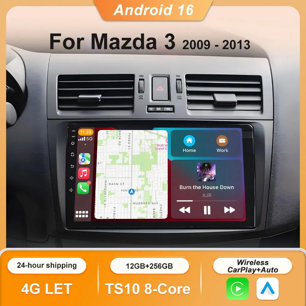 

Car Radio for Mazda 3 2009 2010 2011 2012 2013 Android 14 Multimedia Player 4G GPS Navigation Carplay DVD Head Unit No 2 Din BT