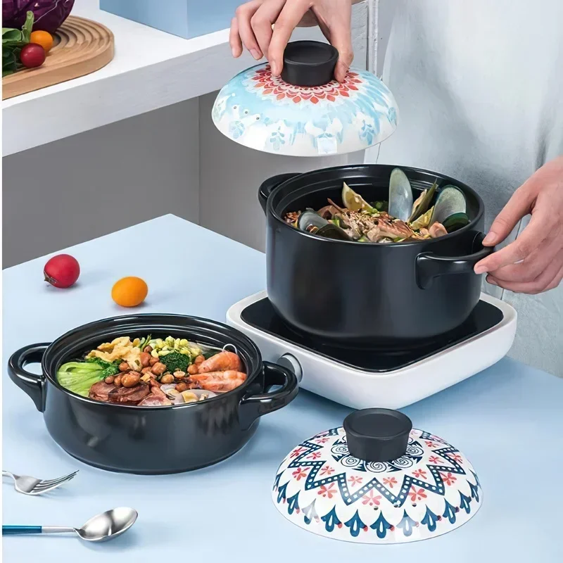 Ceramic Casserole Soup Stew Pot Saucepan Induction Cooker Korean Style Pan Gas Cookware Cooker Home Kitchen Supplies Cooking Pan