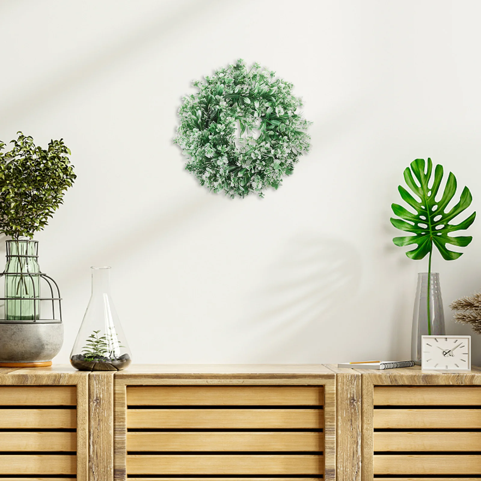 

Artificial Flower Wreath Butterfly Orchid Realistic Floral Arrangements for Front Door Wedding Holiday Party Decoration