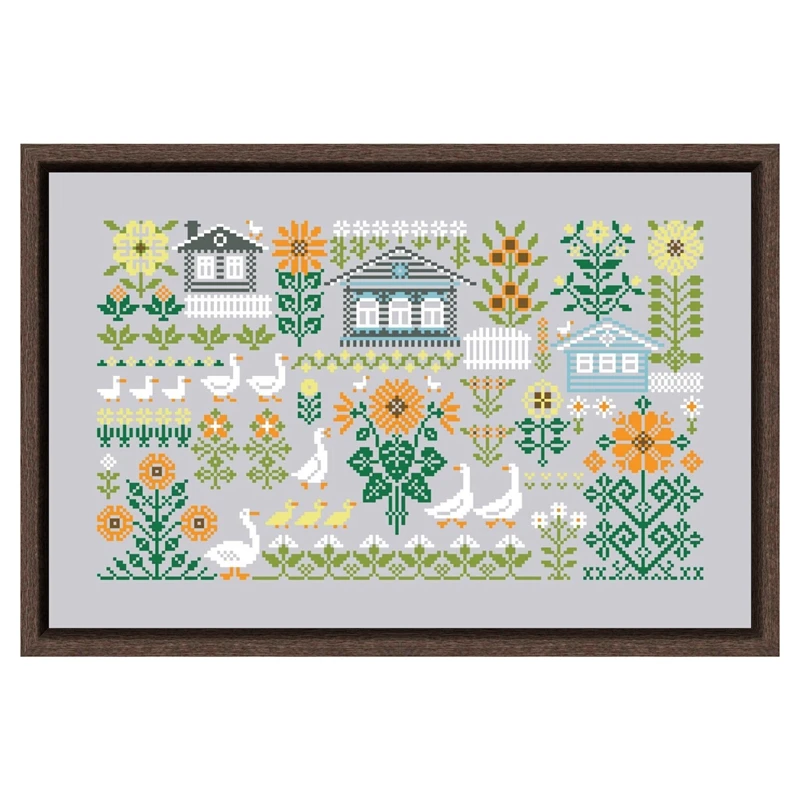 Geese and Sunflowers cross stitch kits 18ct 14ct 11ct silver canvas stitching embroidery DIY gifts home decor