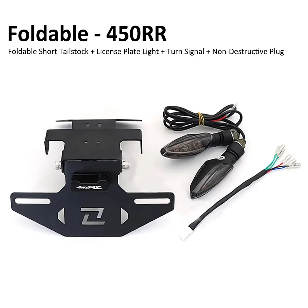 New Motorcycle Folding Rear Short Tail Stock Tailstock License Plate Holder Bracket With Turn Signal Light FOR KOVE 450RR 450 RR image 3