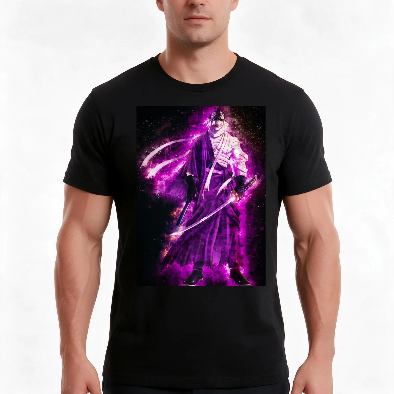 Rurouni Kenshin Shishio Makoto T-Shirt, Summer Casual Cotton Tee, Oversized Streetwear Tops, Vintage Graphic Print, 100% Cotton