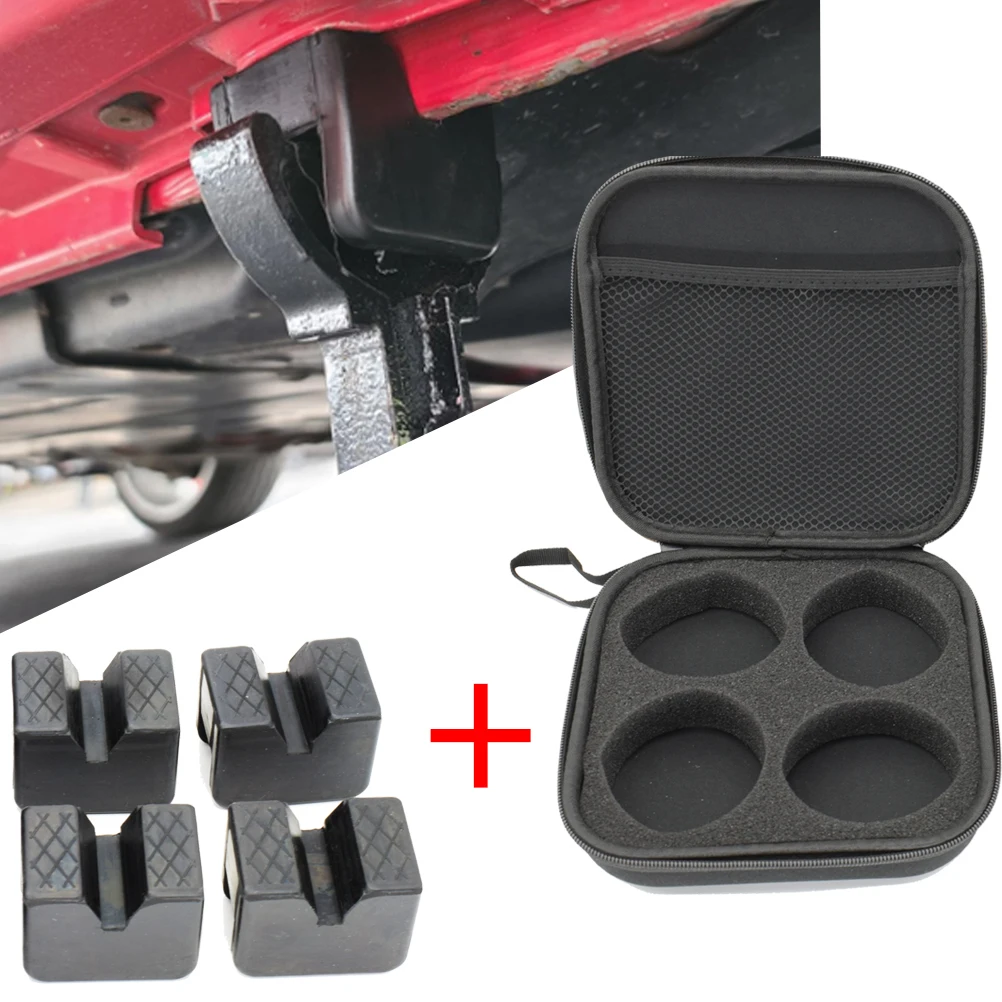 Universal Car Rubber Slotted Jack Stand Pad Lift Pads Adapter Repair Tool 3 Ton Frame Stand Rail Pinch Adaptor Storage Case Box