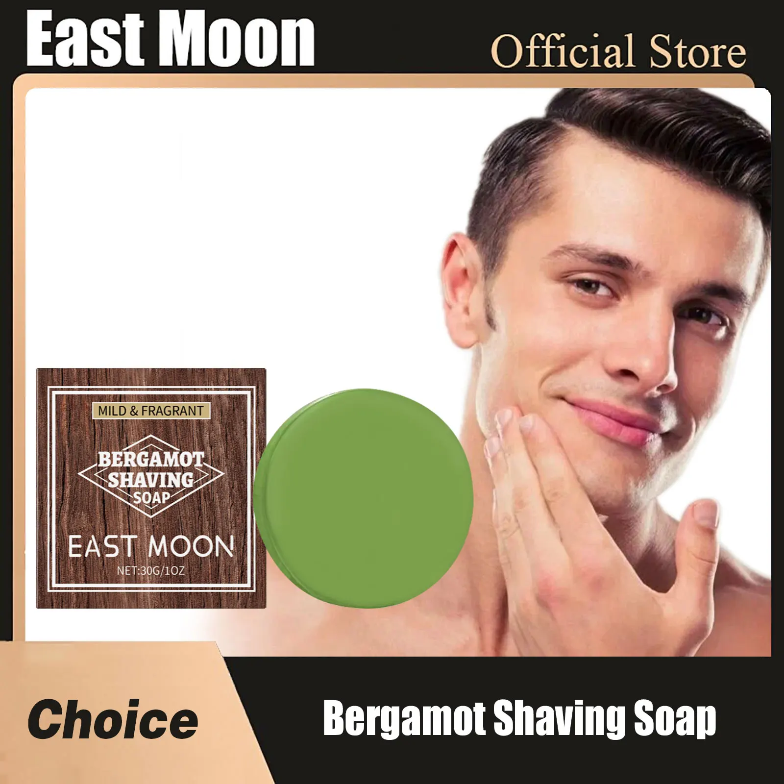 

East Moon Men Bergamot Shaving Soap Rich Foaming Not Stimulating Deep Clean Softening Gentle Refreshing Handmade Beard Care Soap