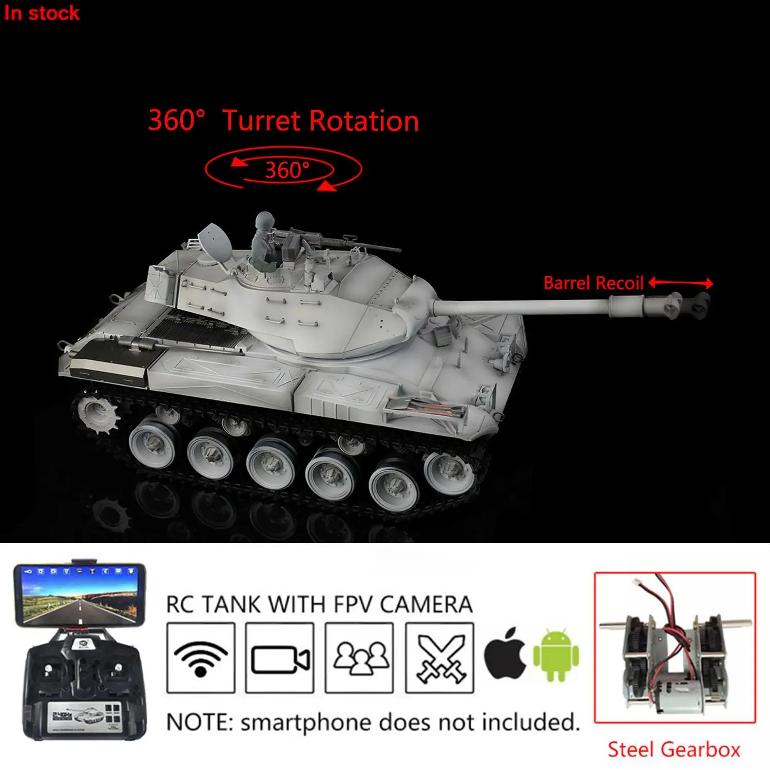 HENG LONG 1/16 7.0 Walker Bulldog Leger RC Tank FPV Camera 3839 Stalen Versnellingsbak Vat Terugslag Geschilderd Machinegeweer Speelgoed Auto's TH20340