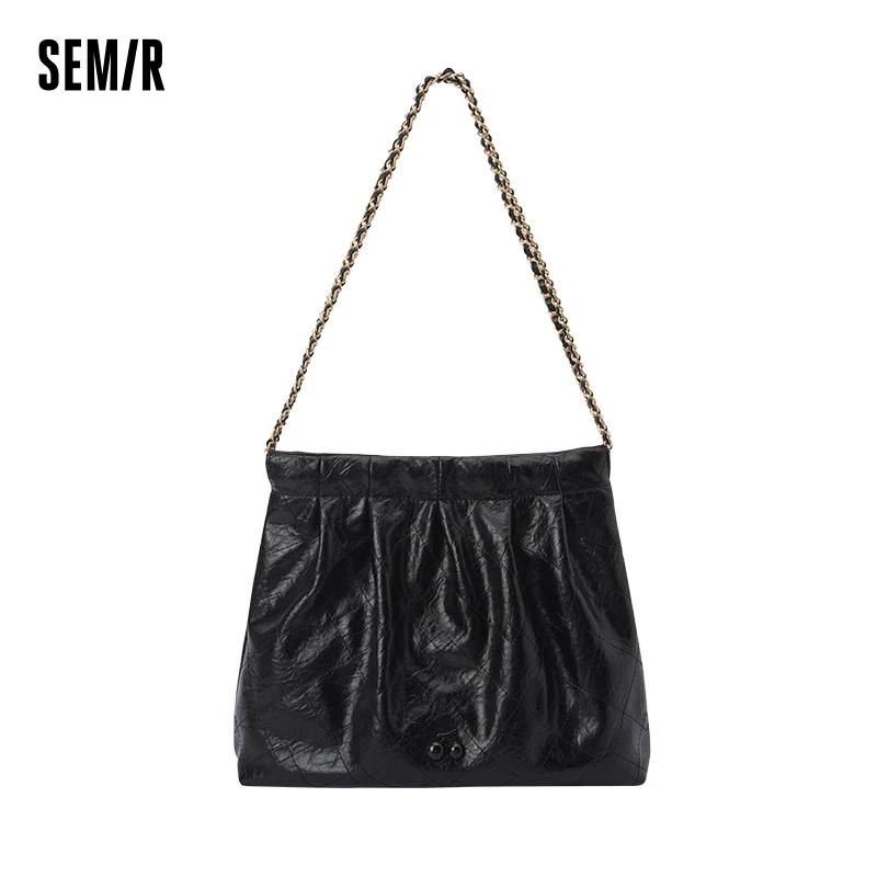 

Semir Bag Single Shoulder Bag Women Design Sense Pleated Diamond Chain Bag Elegant Large Capacity Handbag