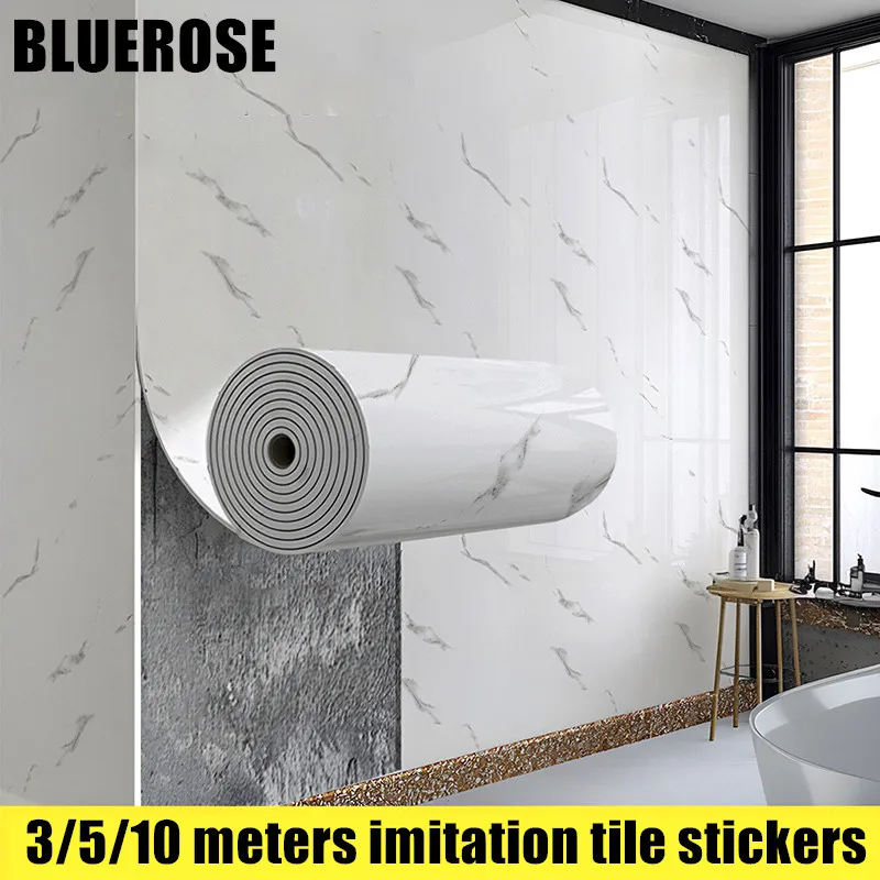 

PVC Self-adhesive Wallpaper Waterproof and Moisture-proof Imitation Tile Marble Wall Stickers for Kitchen Bathroom Living Room