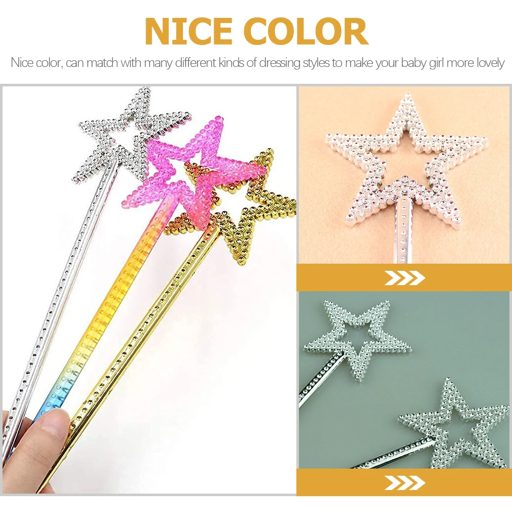

6 Pcs Pentagram Fairy Wand Kids Gifts Star Costume Prop Cosplay Props Plastic Baby Wands Girls