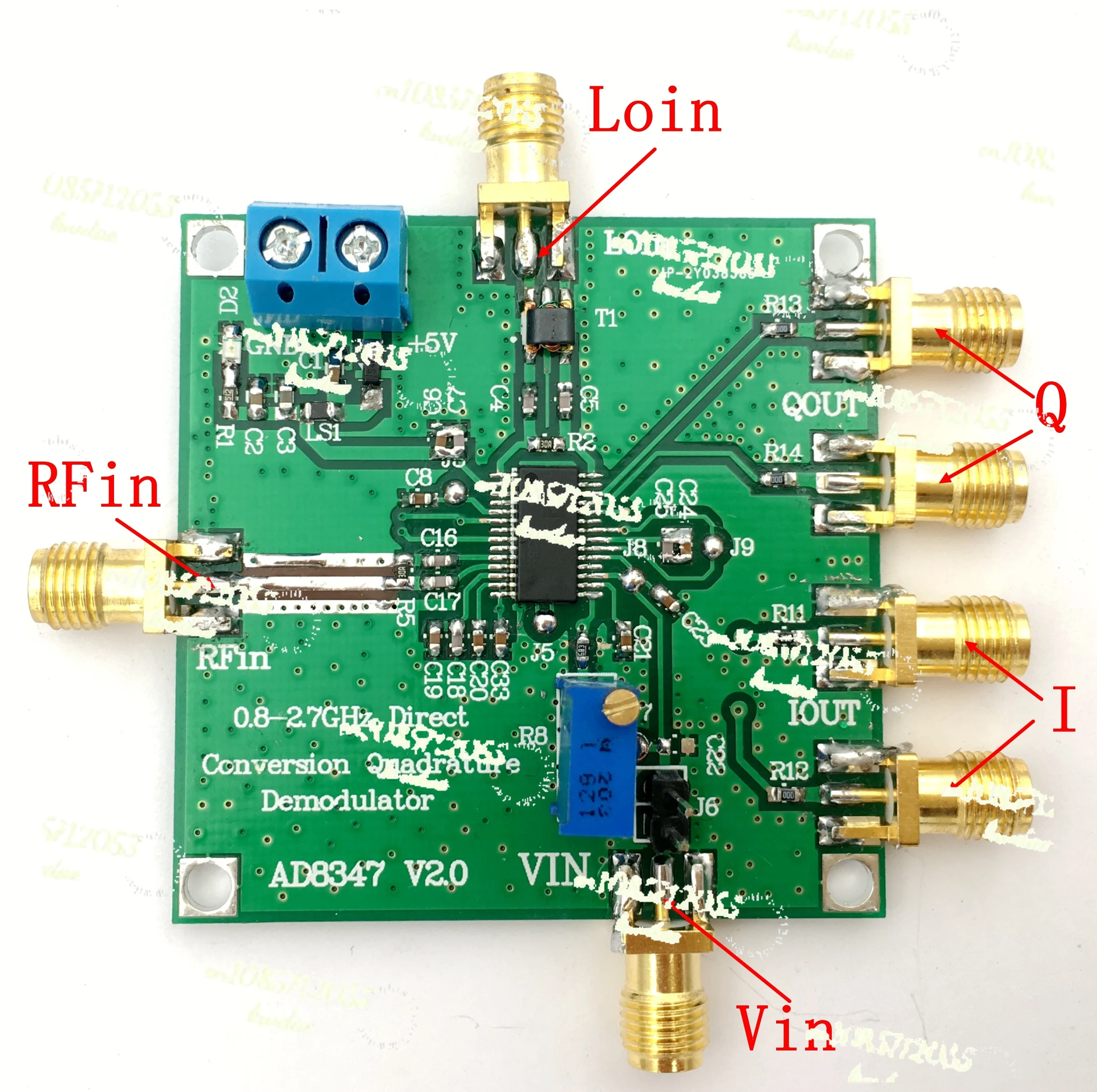 

APPLY toAD8347 Down-conversion wideband quadrature demodulator 800MHz~ 2.7GHz IQ demodulator, RF