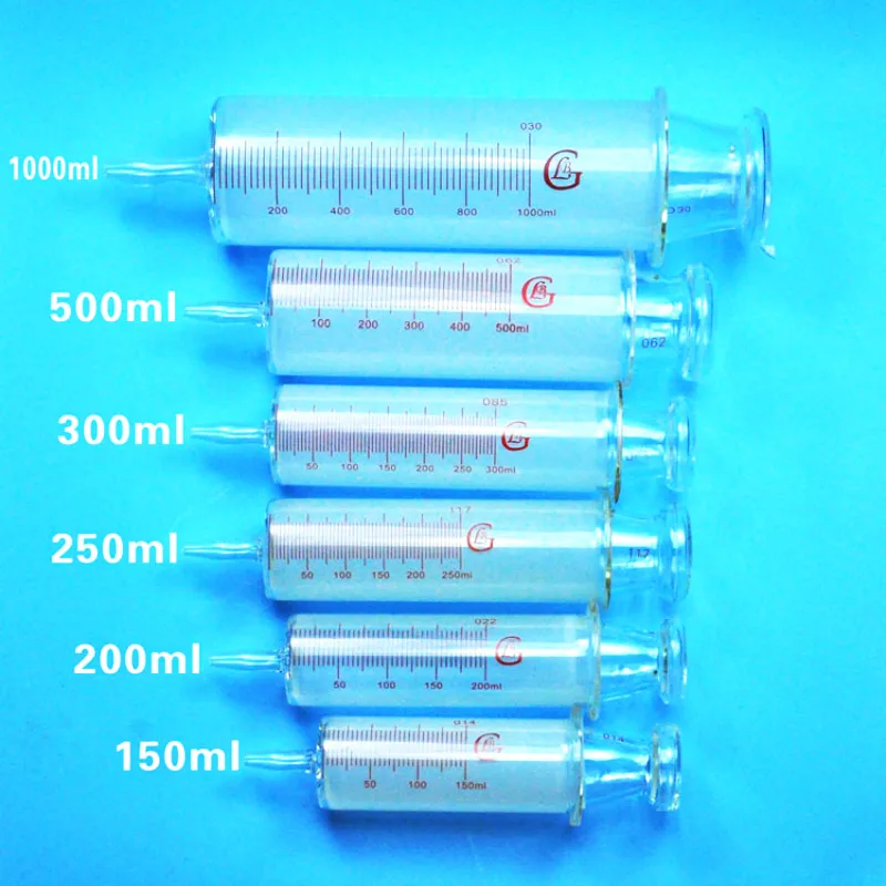 Glass Syringes Glass Enema Sausage Device Large Caliber Glass Sample Extractor Injector 150ml/200ml/300ml/500ml