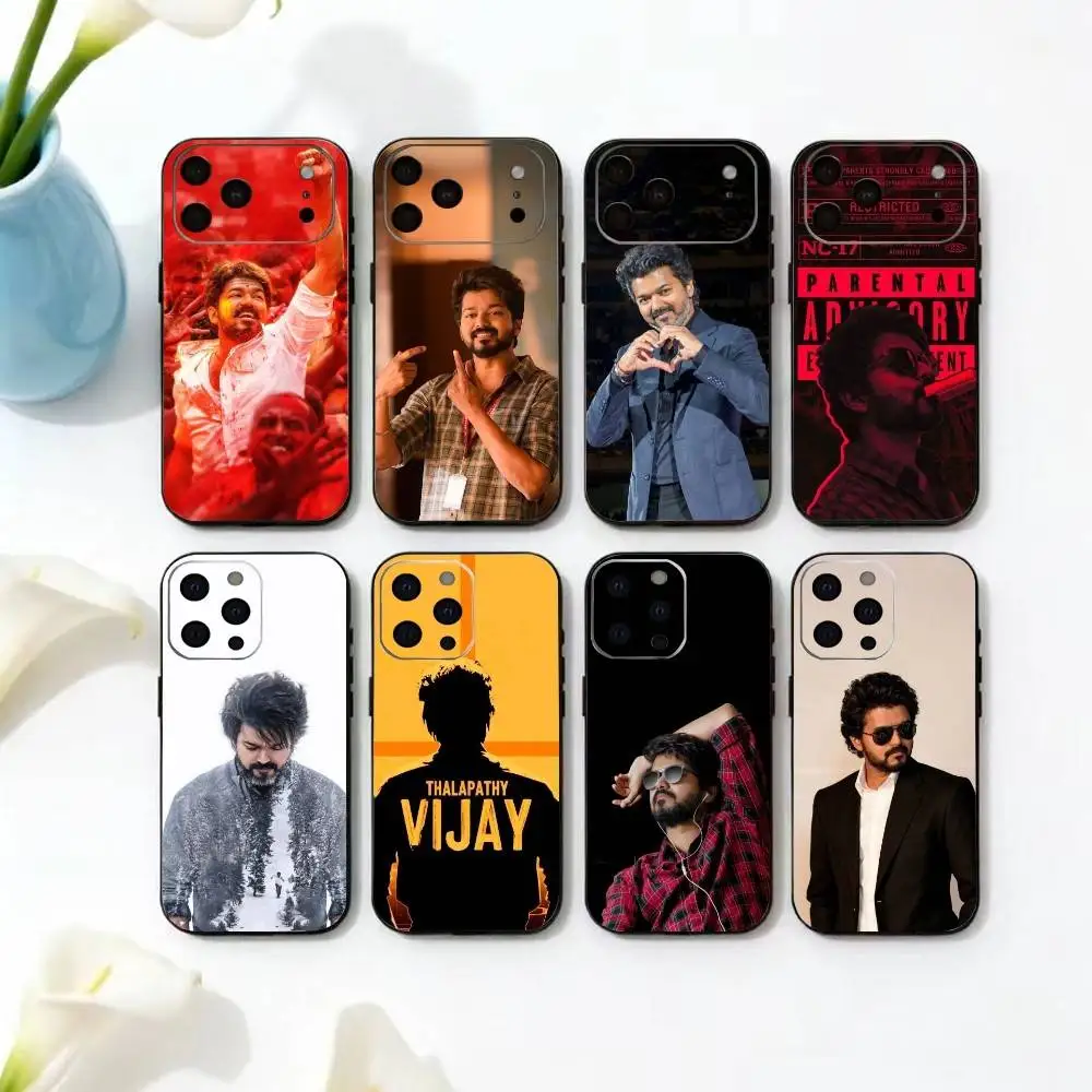 

Actor T-ThalaPathy V-Vijay Phone Case For iPhone 17,16,15,14,13,12,11 Plus,Pro Max,XS,Soft Silicone Black Cover