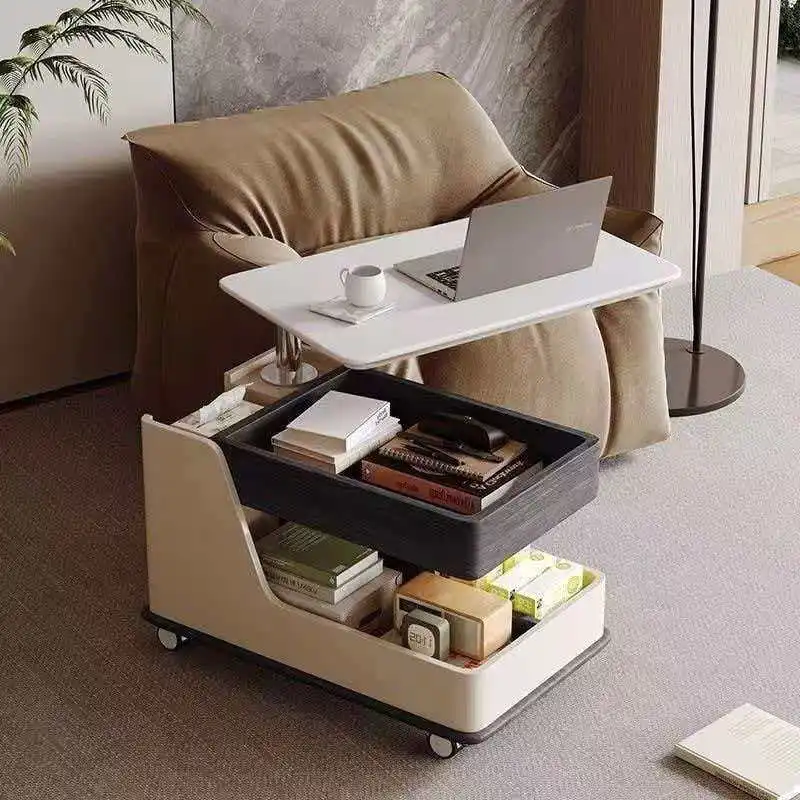 Lifting rock slab living room side table removable sofa side table bedside cabinet, trolley coffee table rack