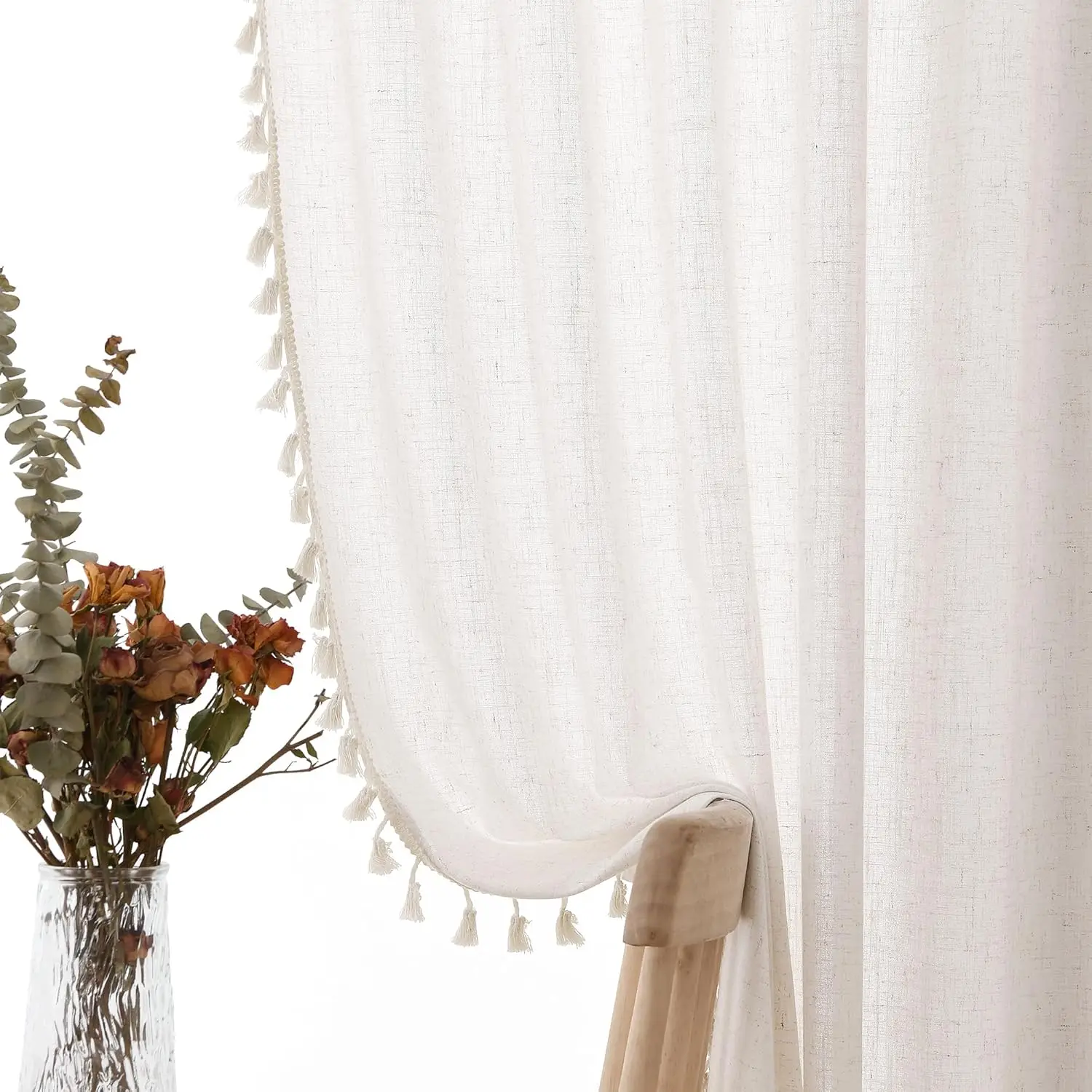 350CM Height Custom Made White Sheer Curtains Faux Linen Bedroom 310CM Length Living Room High Ceiling Extra Long Tulle Curtains