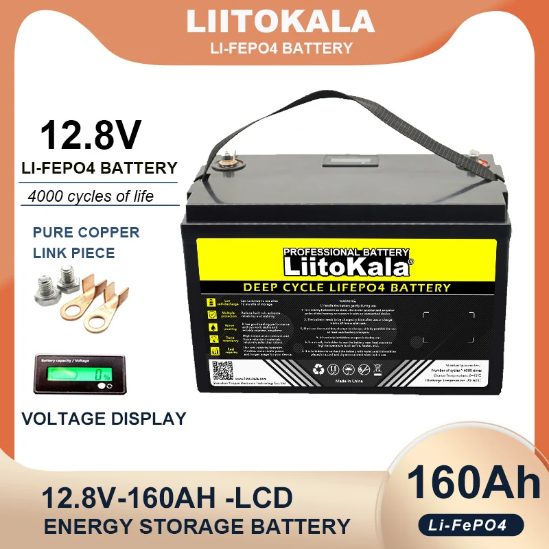 Imagem -02 - Liitokala-ciclos do Fosfato do Ferro do Lítio Inversor Bateria Lifepo4 4s 12v 160ah 12.8v 14.6v 10ah Carregador