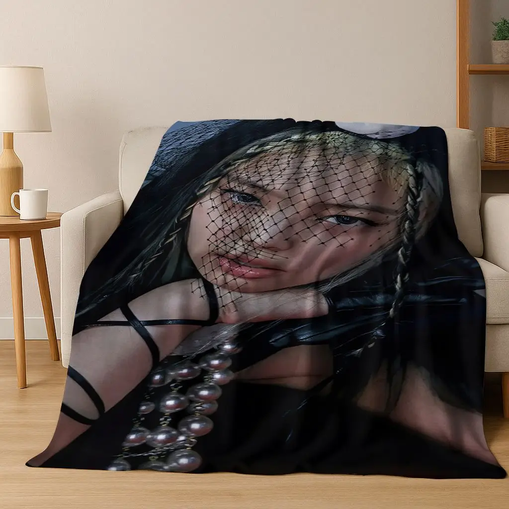 ثلاثية الأبعاد جيني كيم Kpop B-أسود الوردي المغني ستار الفانيلا بطانية لينة رمي بطانية للسرير غرفة نوم غرفة المعيشة السفر نزهة هدية #1