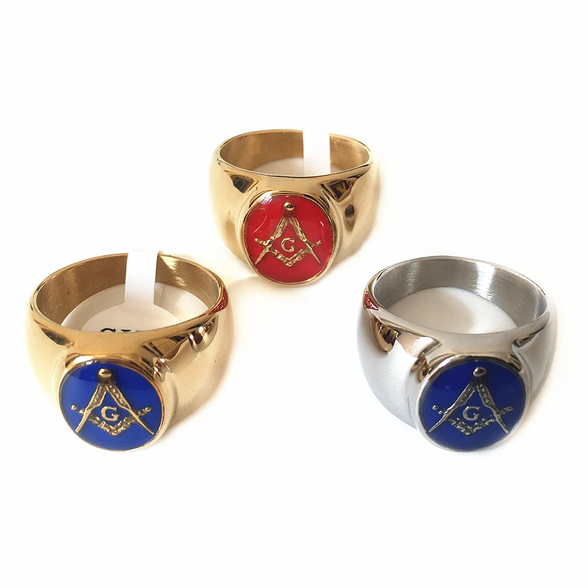 Fashion Jewelry Blue Enamel Masonic Rings Stainless Steel A G Free-Mason Rings Men Casting Jewelry Gift US Size 7 to 13 R726G