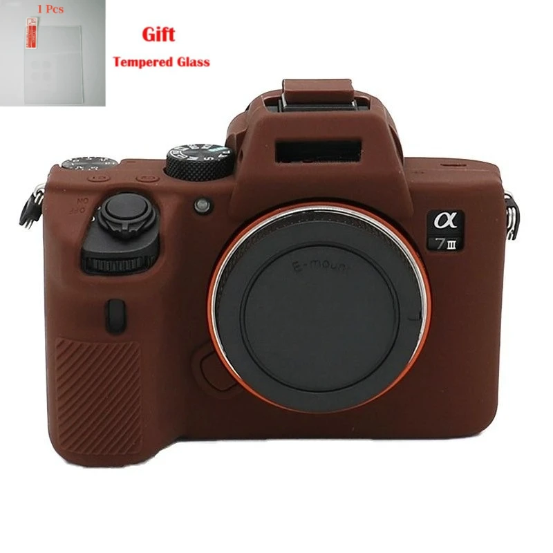 Camera Bag For Sony A7III A7 Mark 3 A7RM3 A7R3 A7RIII Soft silicone armor camera body case + 1PCS Free Tempered Film