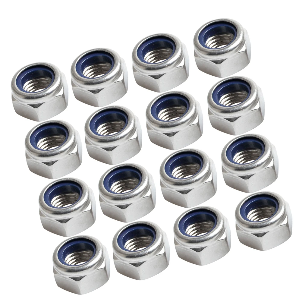 

200pcs Lock Nut Stainless Steel 304 Nylon Insert Hex Corrosion Resistant Hardware Fastener For Outdoor Indoor Use