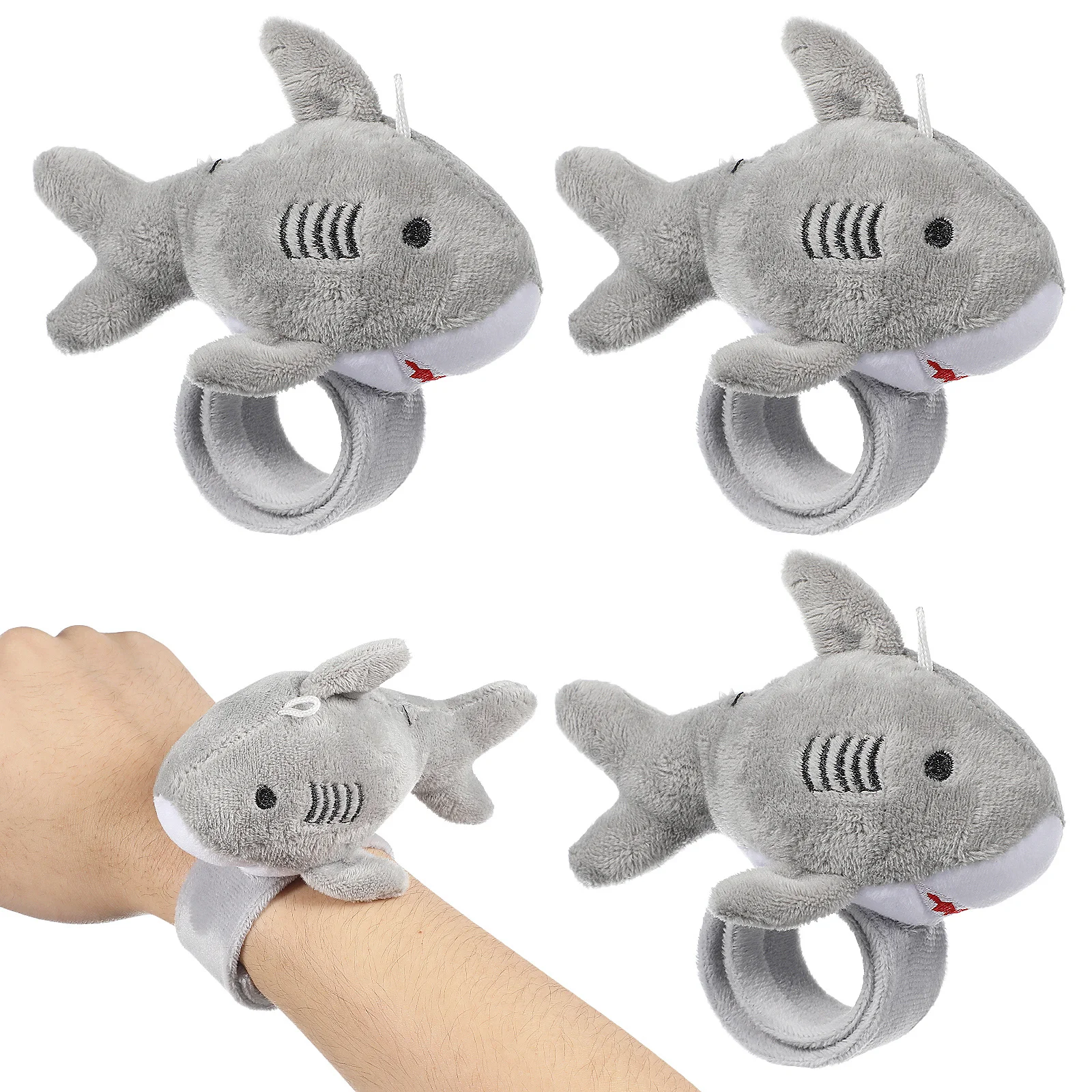 6 шт., браслеты с изображением акулы, браслеты с мягкими животными, мягкие на ощупь детские вечерние сувениры, браслеты с застежкой, браслеты с защелками