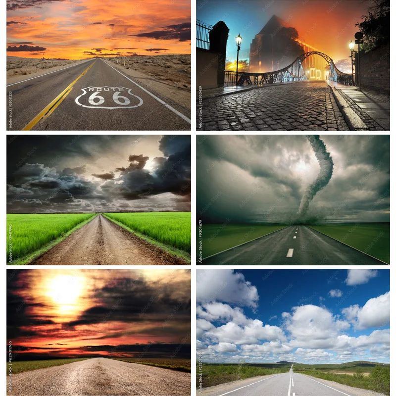 

SHUOZHIKE Natural Scenery Photography Background Highway Landscape Travel Photo Backdrops Studio Props 2279 DLL-01