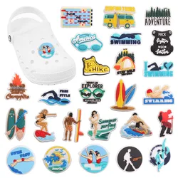 1-25 stücke Wandern Schwimmen Surfen Mix Sportschuhe Charms DIY Clogs Schuh zubehör passen Jungen Mädchen Sandalen Schnalle dekorieren