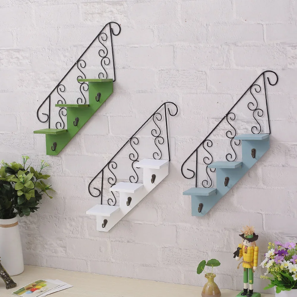 Scandinavian Wind Restaurant Wall Decoration  Hanging Hook Shelf Iron Flower   Pot  Staircase WJ916