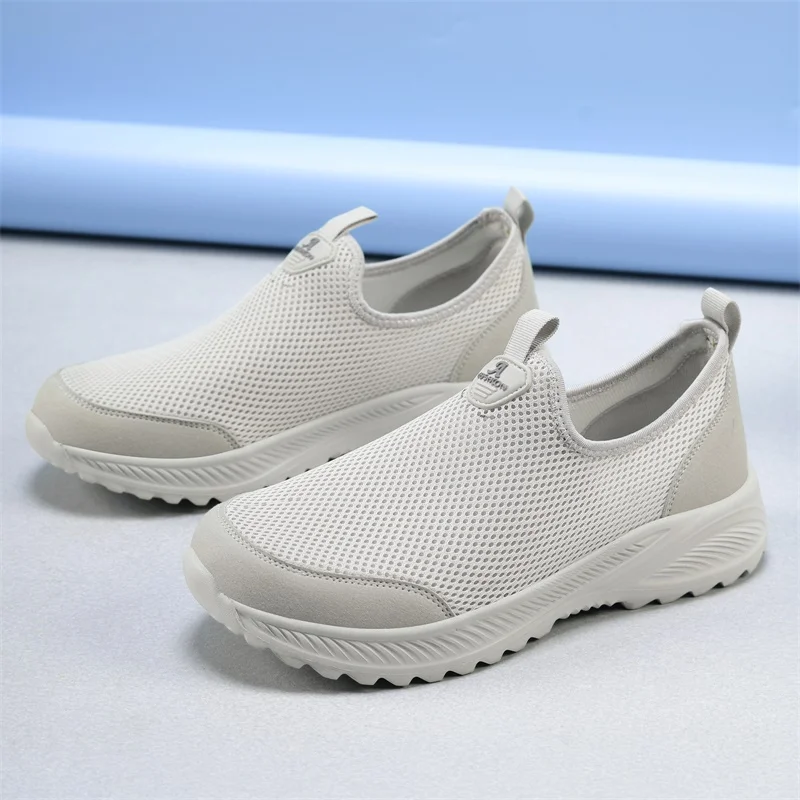 Men soft sole casual canvas shoes flat daily walking shoes all match simple style breathable lightweight outdoor shoes
