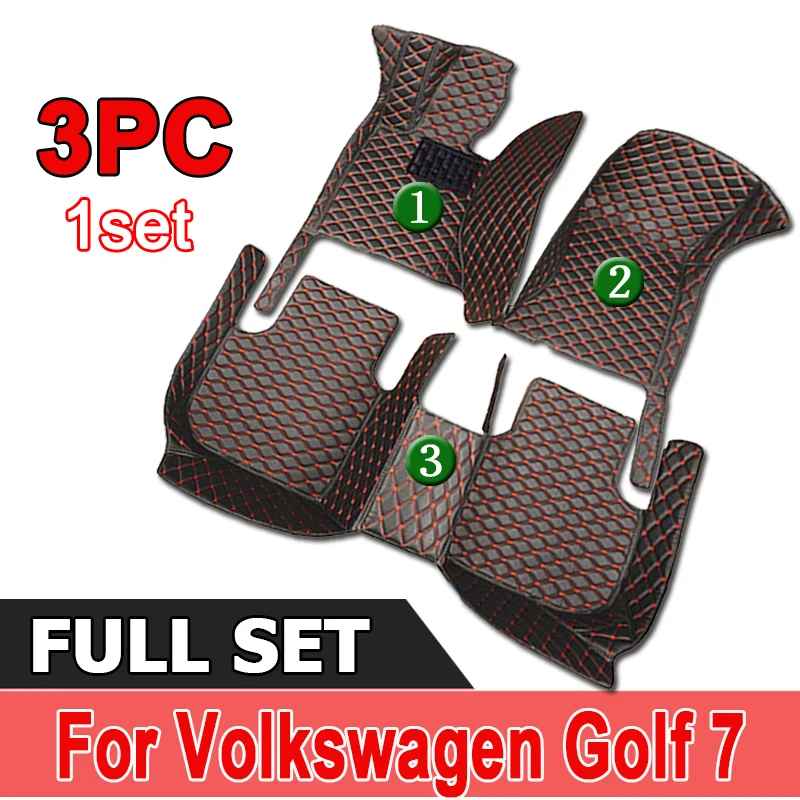 

Car Floor Mats For Volkswagen VW Golf 7 7.5 GTE GTD GTI 2012~2020 Carpets Leather Mat Rugs Pad Interior Parts Car Accessories